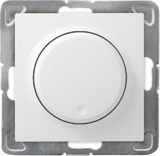 Ospel Χωνευτός Διακόπτης Dimmer χωρίς Πλαίσιο Universal Περιστροφικός σε Λευκό Χρώμα