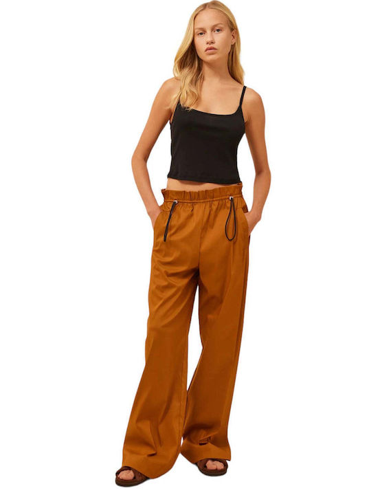 Semicouture Femei Tesatura Pantaloni Maro