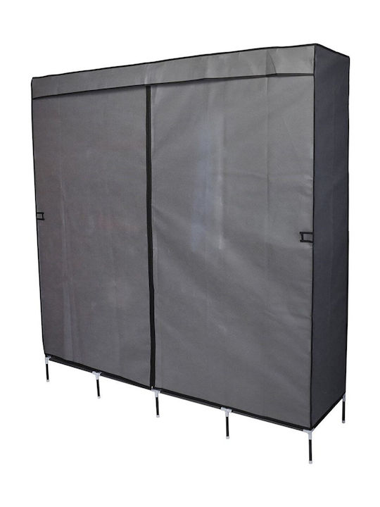 Saska Garden Fabric Wardrobe with Zipper and Shelves in Gray Color 168x45x172cm