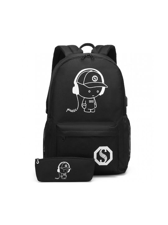 Miss Lulu Backpack Waterproof with USB Port Black