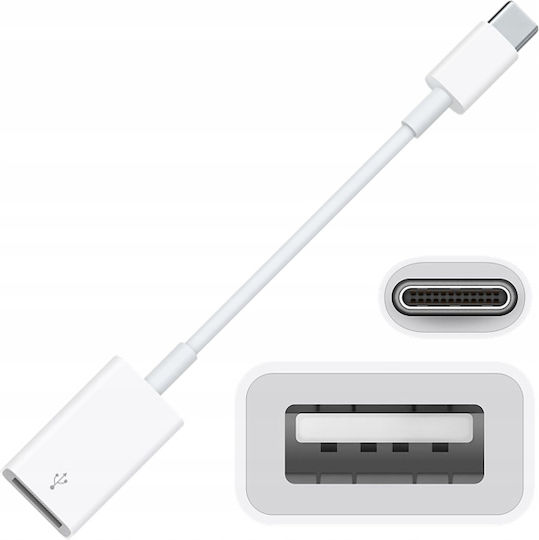 USB-C Male to USB-A Female Converter White 1 Piece