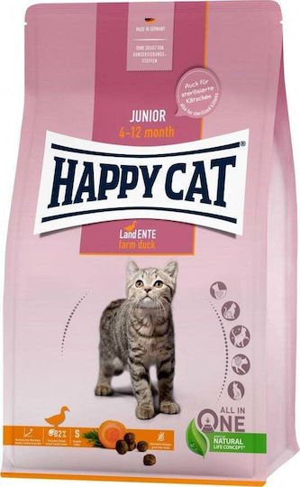 Happy Cat Junior Farm Ξηρά Τροφή για Ανήλικες Γάτες με Πάπια 4kg