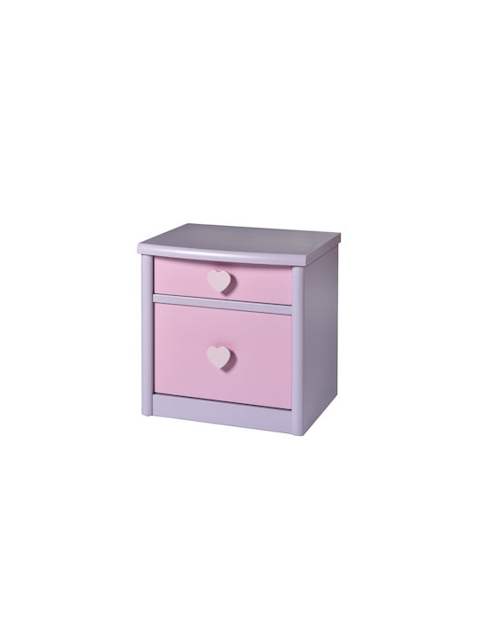 Metallic Kids Bedside Table Pink 50x43x50cm