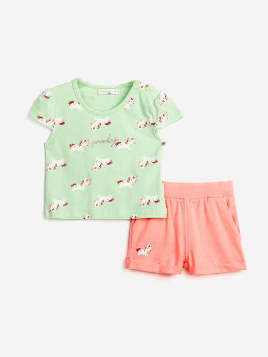 Funky Kids Set with Shorts Summer 2pcs Spring Green