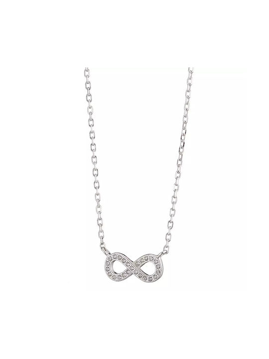 Oxzen Επιπλατινωμένο Necklace Infinity from Silver with Zircon