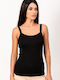 Women's Cotton T-Shirt with Spaghetti Strap Black