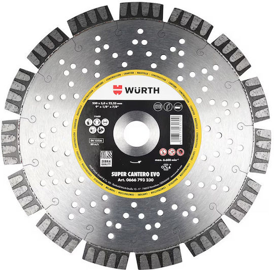 Wurth Zebra Cutting Disc Construction Materials Hole Diameter 230mm with 15 Teeth 1pcs