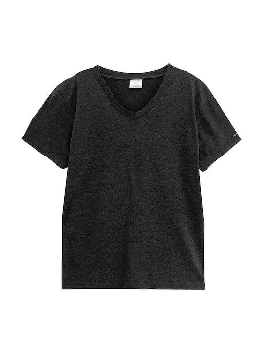 Ustyle Women's T-shirt with V Neckline Gray