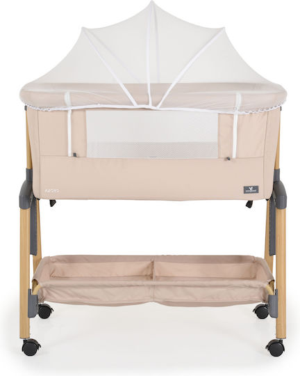 Cangaroo Λίκνο Adoro με Στρώμα, Πλαϊνό Άνοιγμα και Ρόδες Khaki