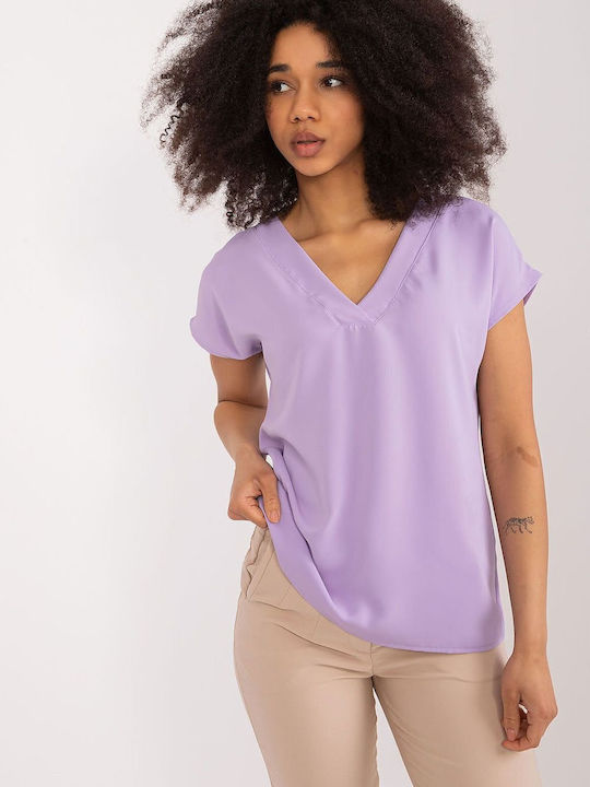 BFG Women's Blouse Short Sleeve Purple