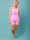 Happy Family Sommer Damen Pyjama-Set Pink