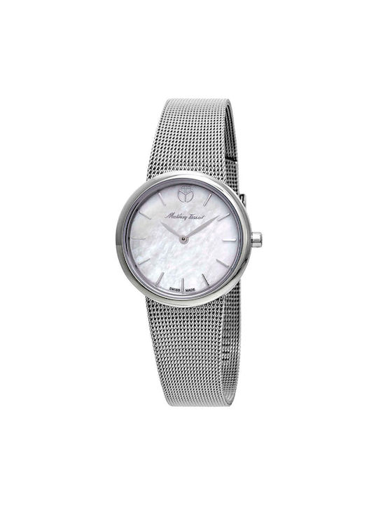 Mathey Tissot Milly Mother Pearl Uhr mit Silber Metallarmband