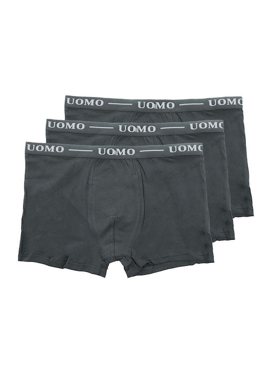 Uomo Herren Boxershorts Dark grey 3Packung