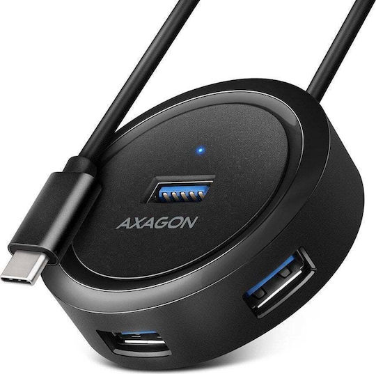 Axagon USB 3.2 Hub 4 Porturi cu conexiune USB-C și Port de încărcare Albastru