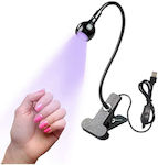 Mini Usb Εύκαμπτη Λάμπα Uv & Led Clip Στερέωσης 3w