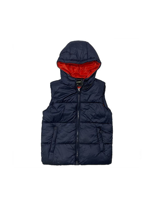 Ustyle Kids Coat Sleeveless with Hood Blue/orange