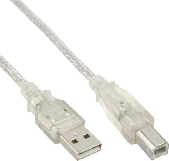 InLine USB 2.0 Cablu USB-A de sex masculin - USB-B de sex masculin Transparent 0.3m 34503T