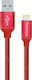 ColorWay Braided USB-A to Lightning Cable 18W Κόκκινο 1m CW-CBUL004-RD