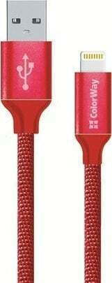 ColorWay Braided USB-A to Lightning Cable 18W Κόκκινο 1m CW-CBUL004-RD