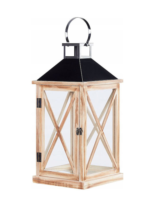 Beliani Wooden Lantern Green