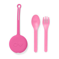 Omie Baby Set with Fork in Case Pink 3pcs