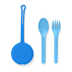 Omie Baby Set with Fork in Case Blue 3pcs
