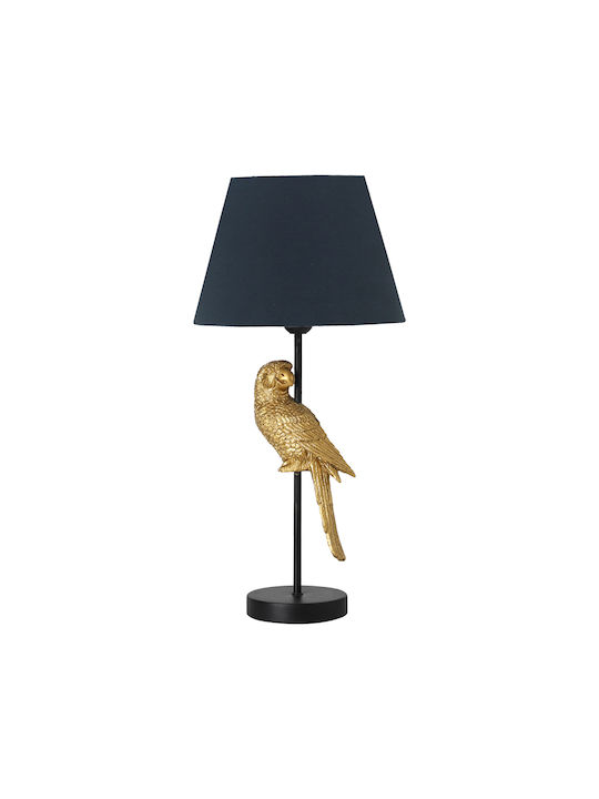 Inart Metal Table Lamp for Socket E27 with Black Shade and Gold Base