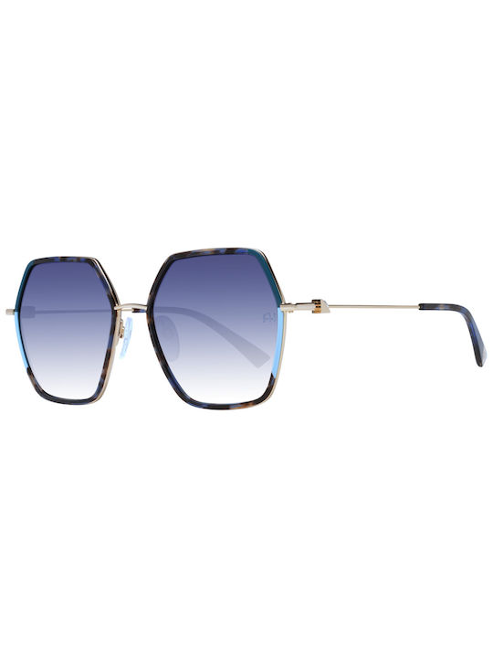 Ana Hickmann Women's Sunglasses with Multicolour Metal Frame and Blue Gradient Lens AH3249 P02