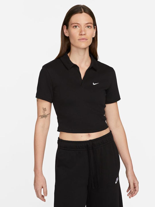 Nike Sportswear Women's Athletic Blouse Short Sleeve Black DV7884