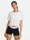 Nike Damen Sport Oversized Crop T-Shirt Dri-Fit Weiß