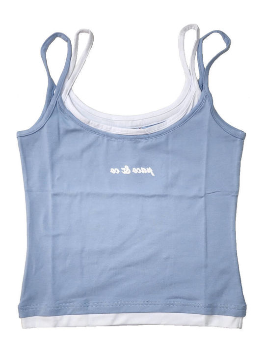 Paco & Co Damen Crop Top Ärmellos Ciel