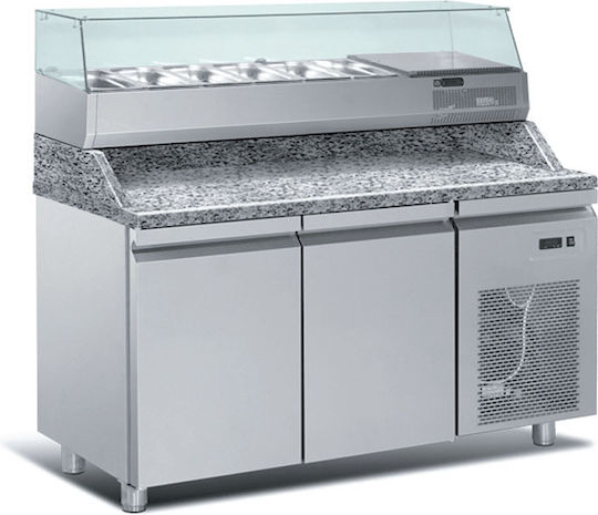 Inoxcon Edelstahl Kühltisch Pizza mit Schublade und Kühlaggregat L161xB80xH97cm