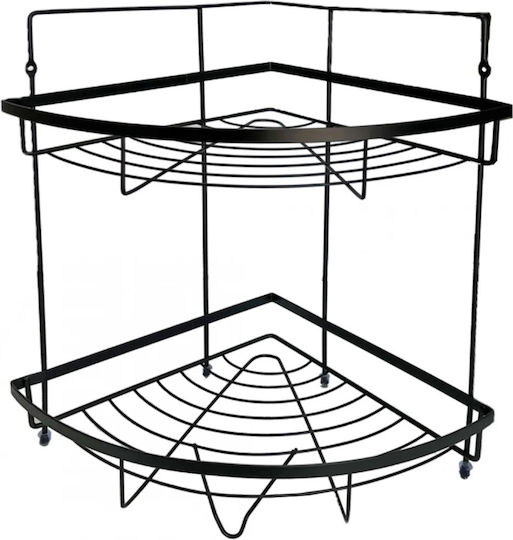 TnS Corner Wall Mounted Bathroom Shelf Metallic with 2 Shelves 23x23x38cm Black