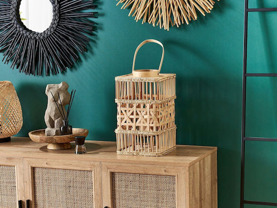 Beliani Wooden Lantern Beige