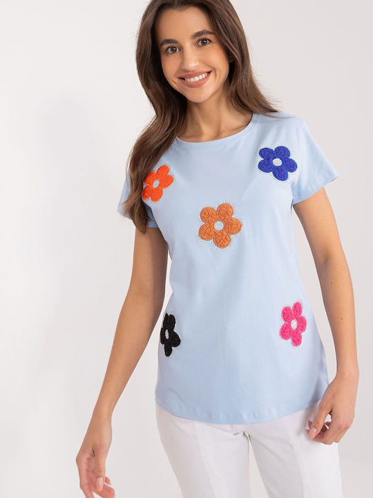 BFG Γυναικεία Καλοκαιρινή Μπλούζα Βαμβακερή Floral Μπλε
