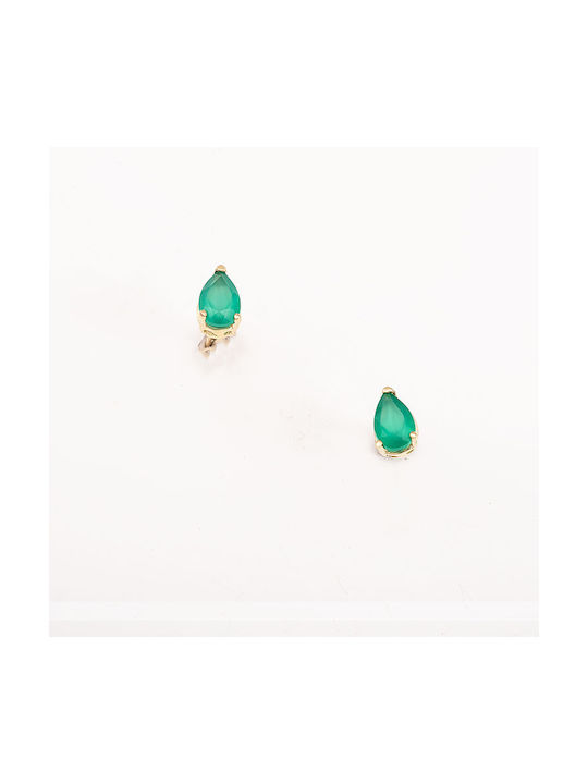 Gold Earrings K14 Agate Stone