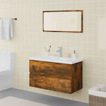 vidaXL Σετ Επίπλων Bench with Washbasin & Mirror L80xW39.5xH45cm Smoky Oak