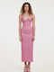 Hemithea Midi Dress with Slit Pink