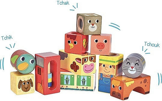 Vilac Activity Cube Farm made of Wood with Sounds