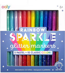 Rainbow Sparkle Glitter Markers Set 15 Colors