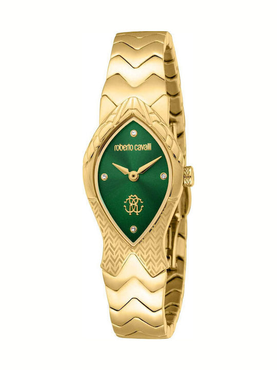 Roberto Cavalli Snake Core Crystals Women's Watch with Gold Metal Bracelet