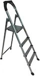 Metallic Ladder 3+1 Steps Silver 43x86x131cm Tns 04-800-0056