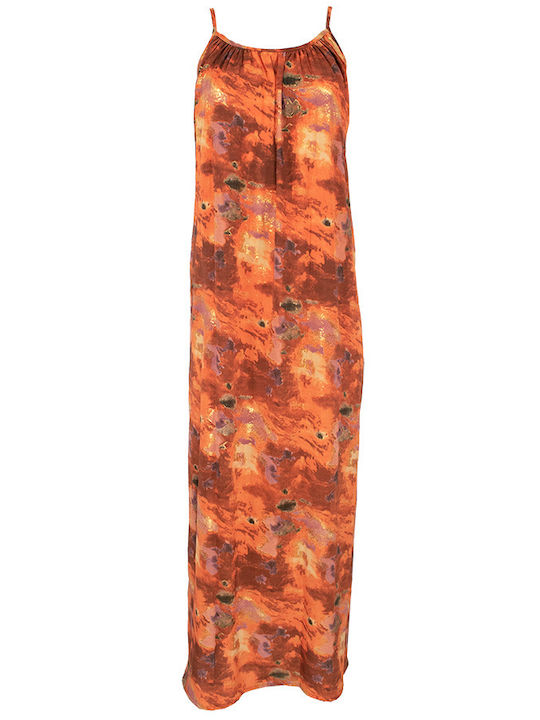 Lara Ethnics Capri Maxi Dress Satin Orange