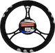 Autoline Car Steering Wheel Cover 21613 Onyx Metal Mesh B with Diameter 38cm made of Leatherette Silver with Black Stitching