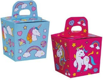 Paper Box for Gift with Theme "Unicorns" Pink 6pcs