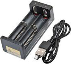 XTAR MC2 Charger 2 Batteries Li-ion Size 18650/16340/26650/14500 Set with USB-C