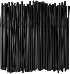 Πλαστικά Καλαμάκια Σπαστά Μαύρα Επαναχρησιμοποιούμενα 500 Τμχ