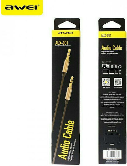 Awei 3.5mm Jack Cable Male - 3.5mm Male Black 1m AUX-001