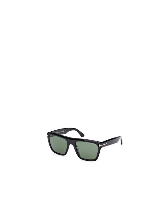 Tom Ford Men's Sunglasses with Black Plastic Frame and Green Lens TF1077 01N