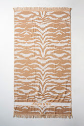 SugarFree Beach Towel Brown with Fringes 176x100cm.
